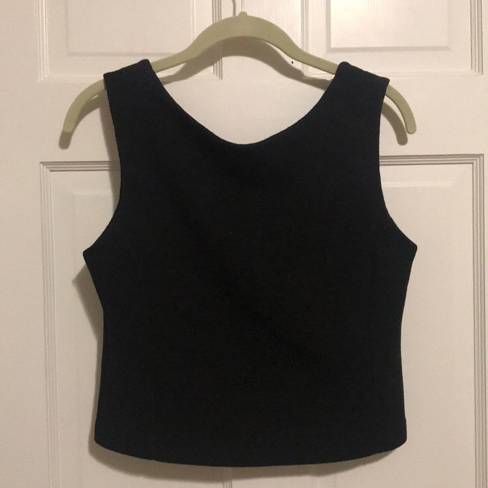 Black Crop Top with leather detail